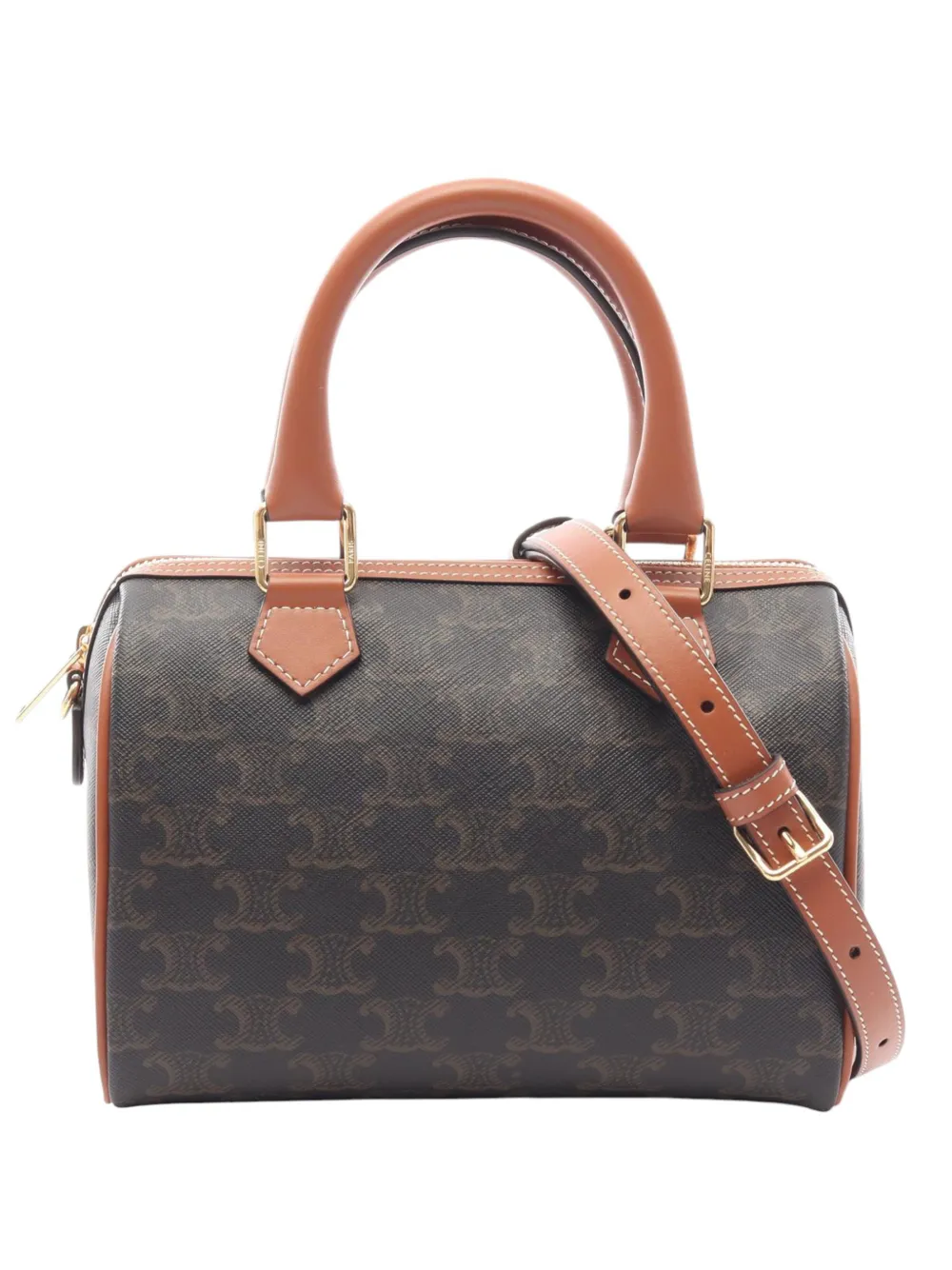 Celine Pre-Owned 2000-2026 Small Triomphe Coated Canvas Boston Bag satchel - Marrone