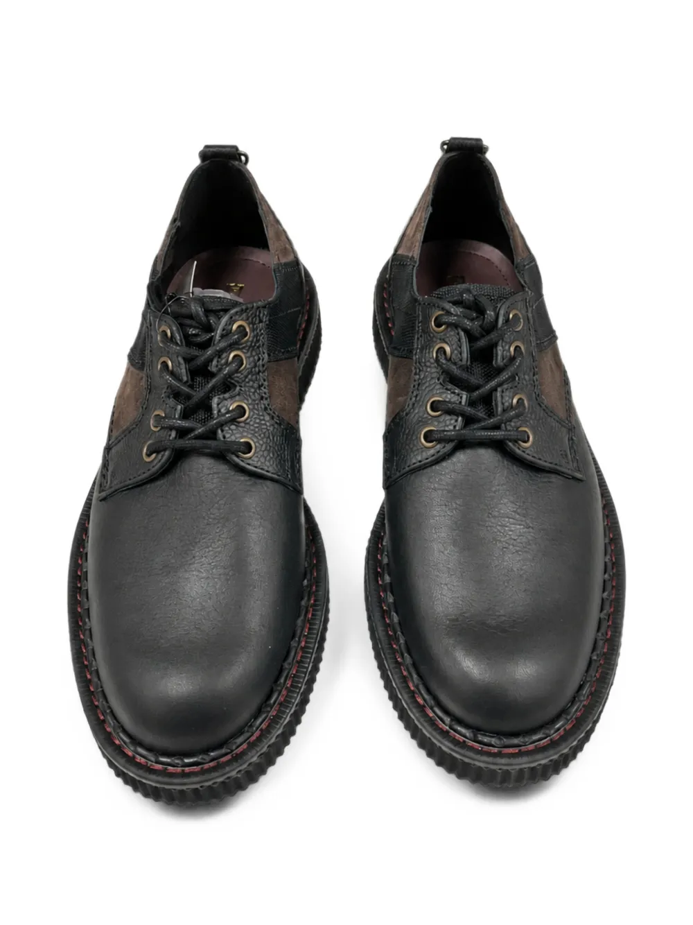 Nicholas Daley George Cox Rebel panelled leather derby shoes Zwart