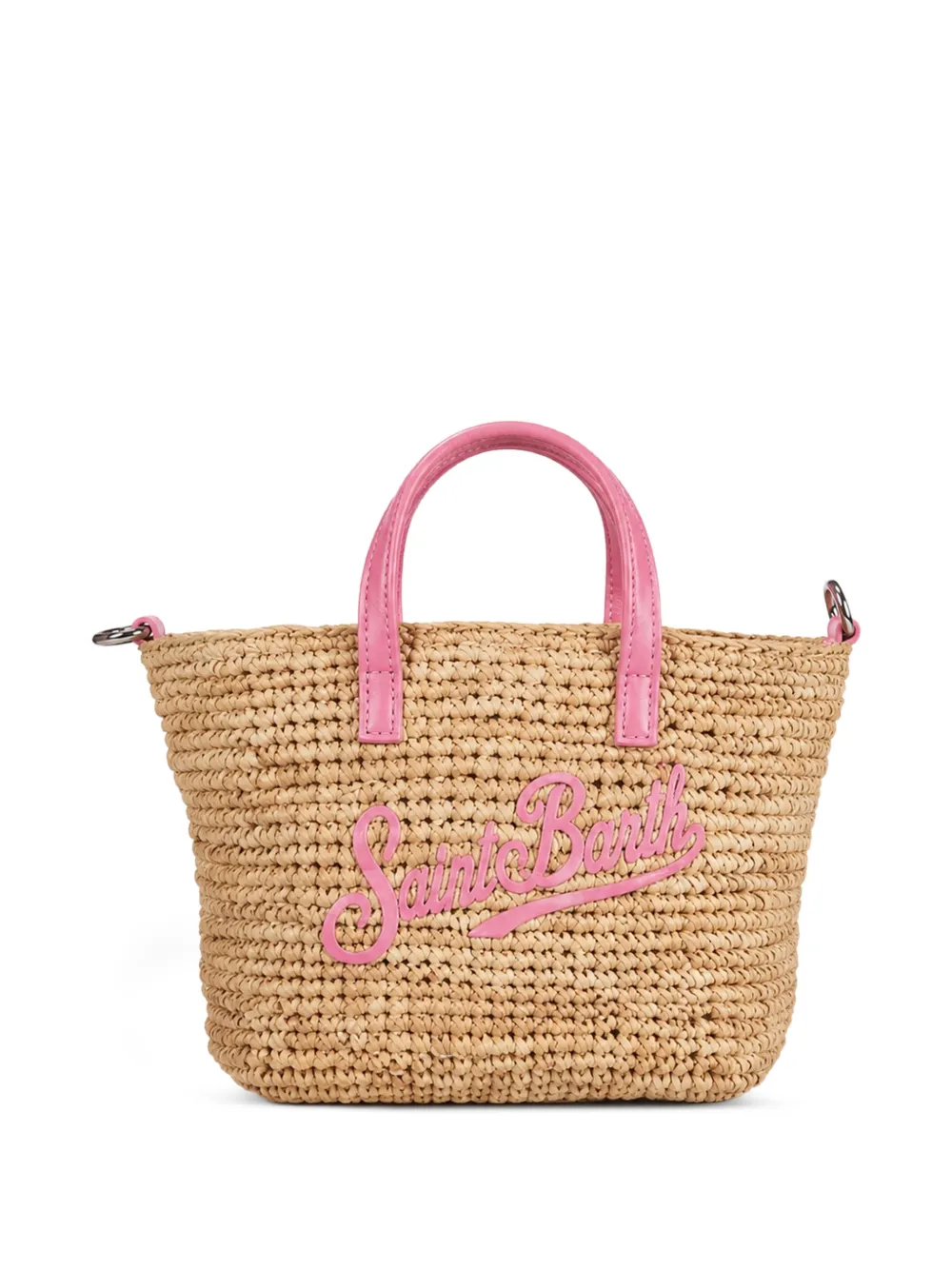 Mc2 Saint Barth Logo-patch Raffia Tote Bag In Nude
