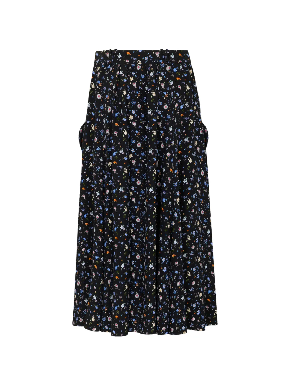 Rabanne black printed crepe midi skirt with signature front pockets