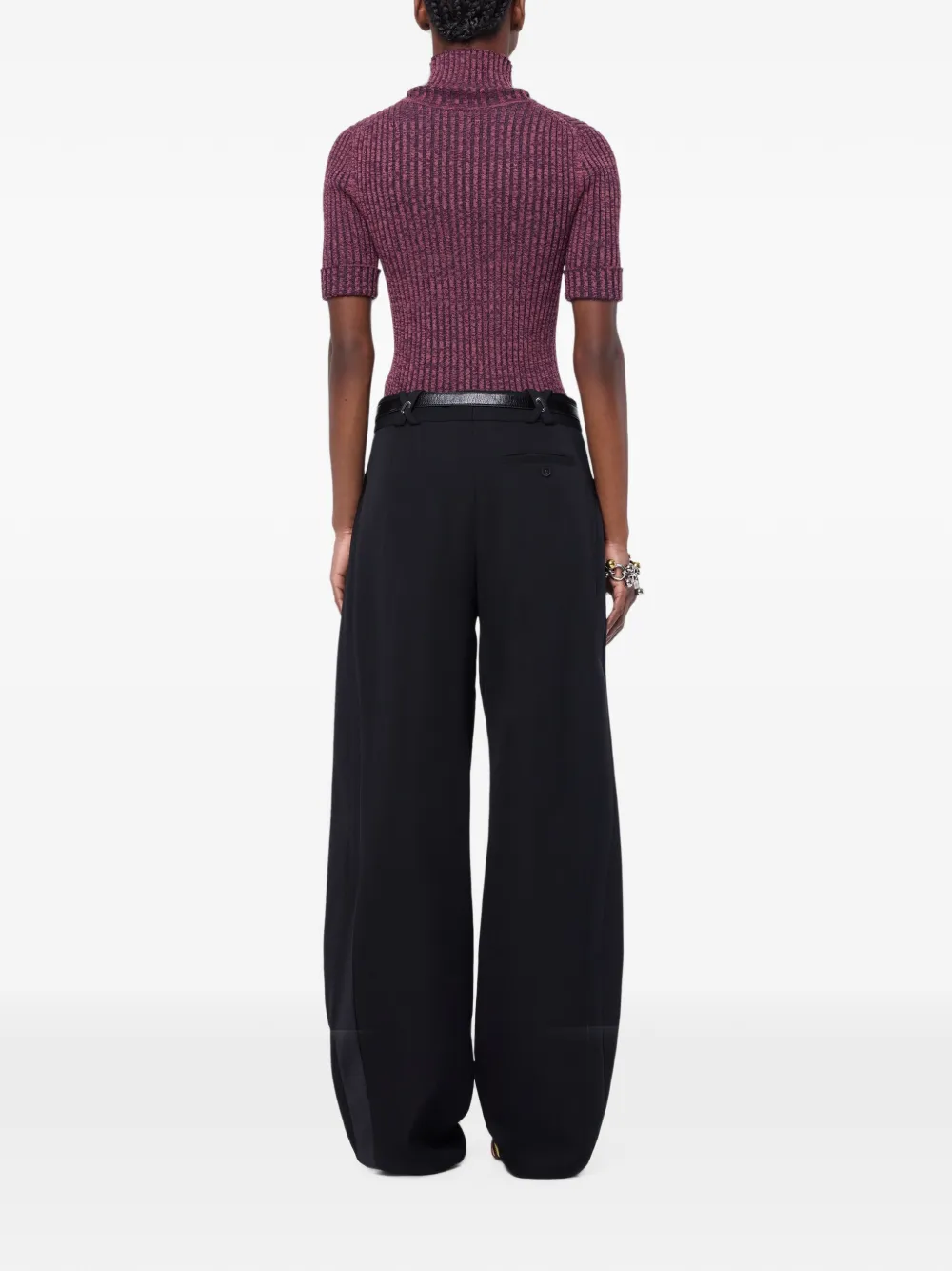 Rabanne Pantalon van zwarte wol met wijde pijpen
