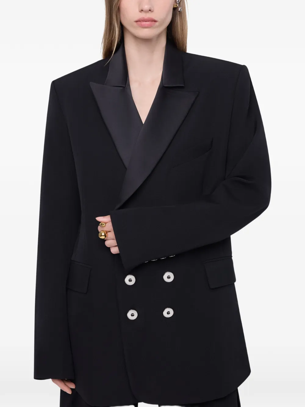 Rabanne tailored blazer jacket in black wool