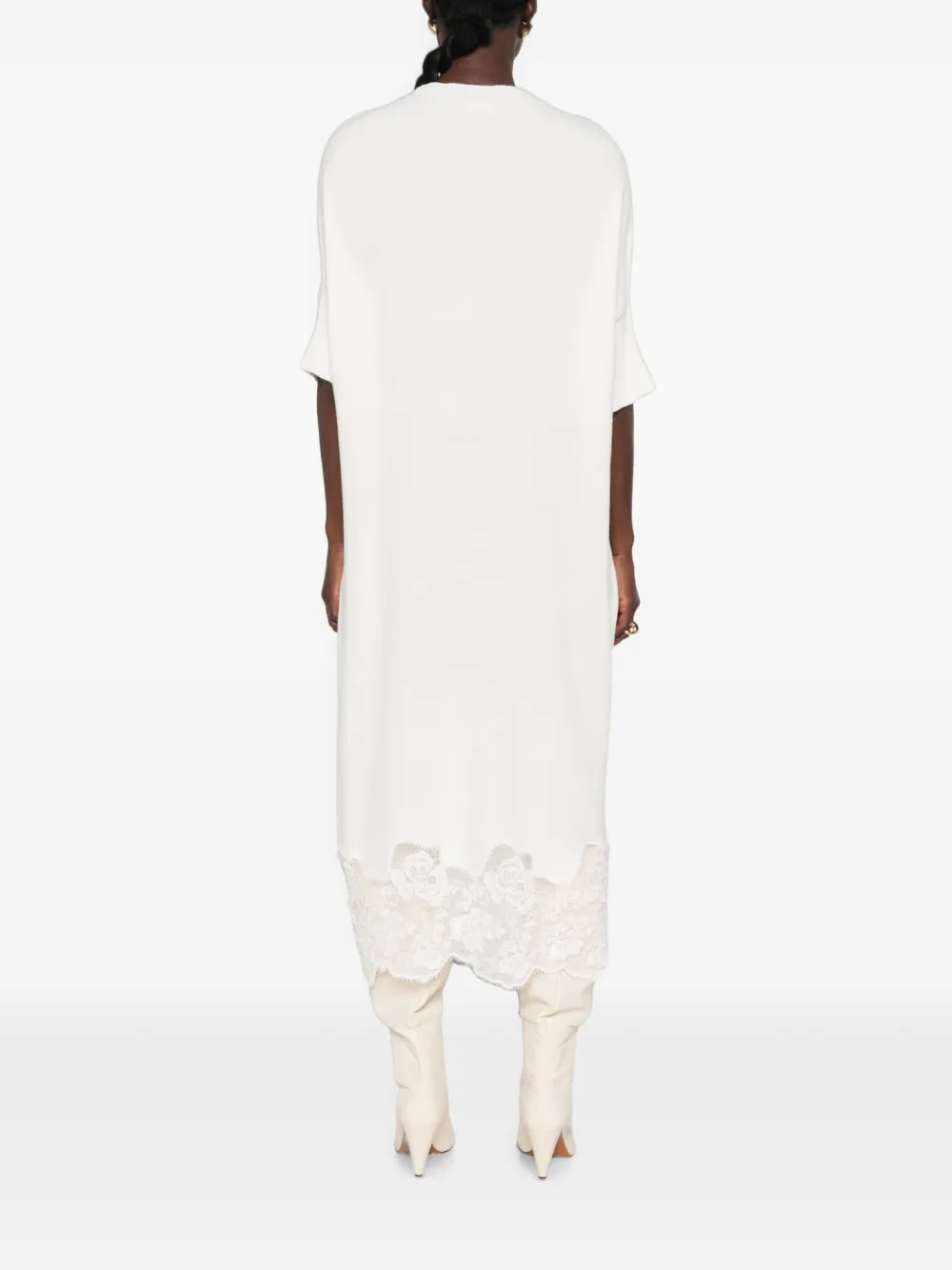 Fabiana Filippi Midi-jurk met kanten afwerking en T-shirt Wit