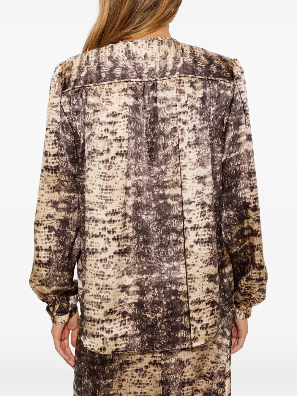 ISABEL MARANT Laraya blouse van zijdeblend met reptielen-print Bruin