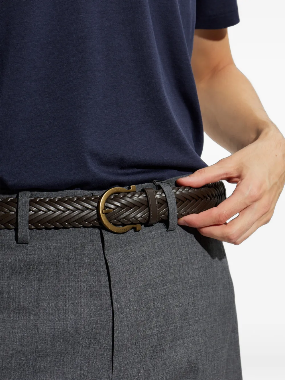 Ferragamo Gevlochten riem Bruin