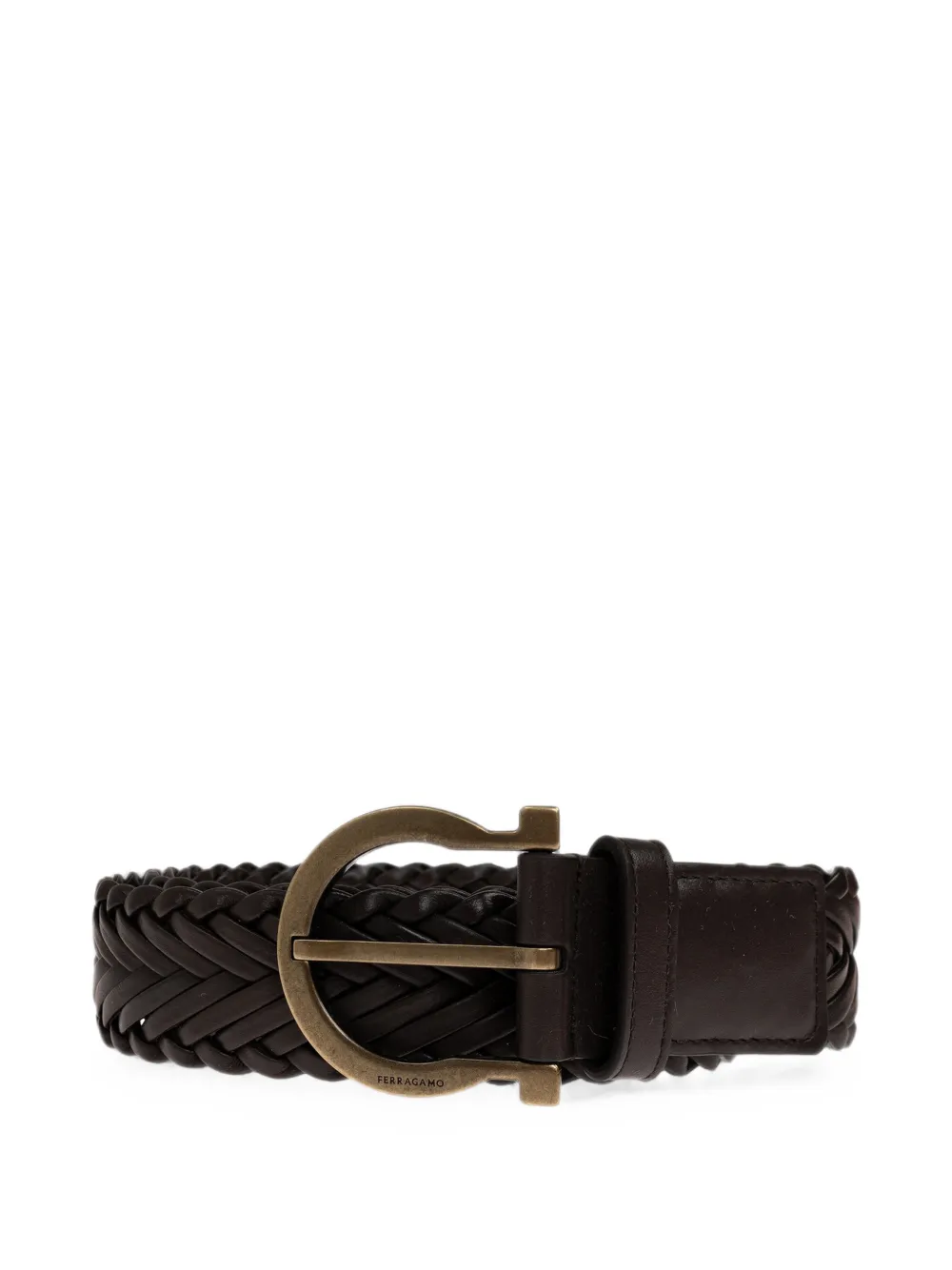 Ferragamo Gancini braided belt - Marrone