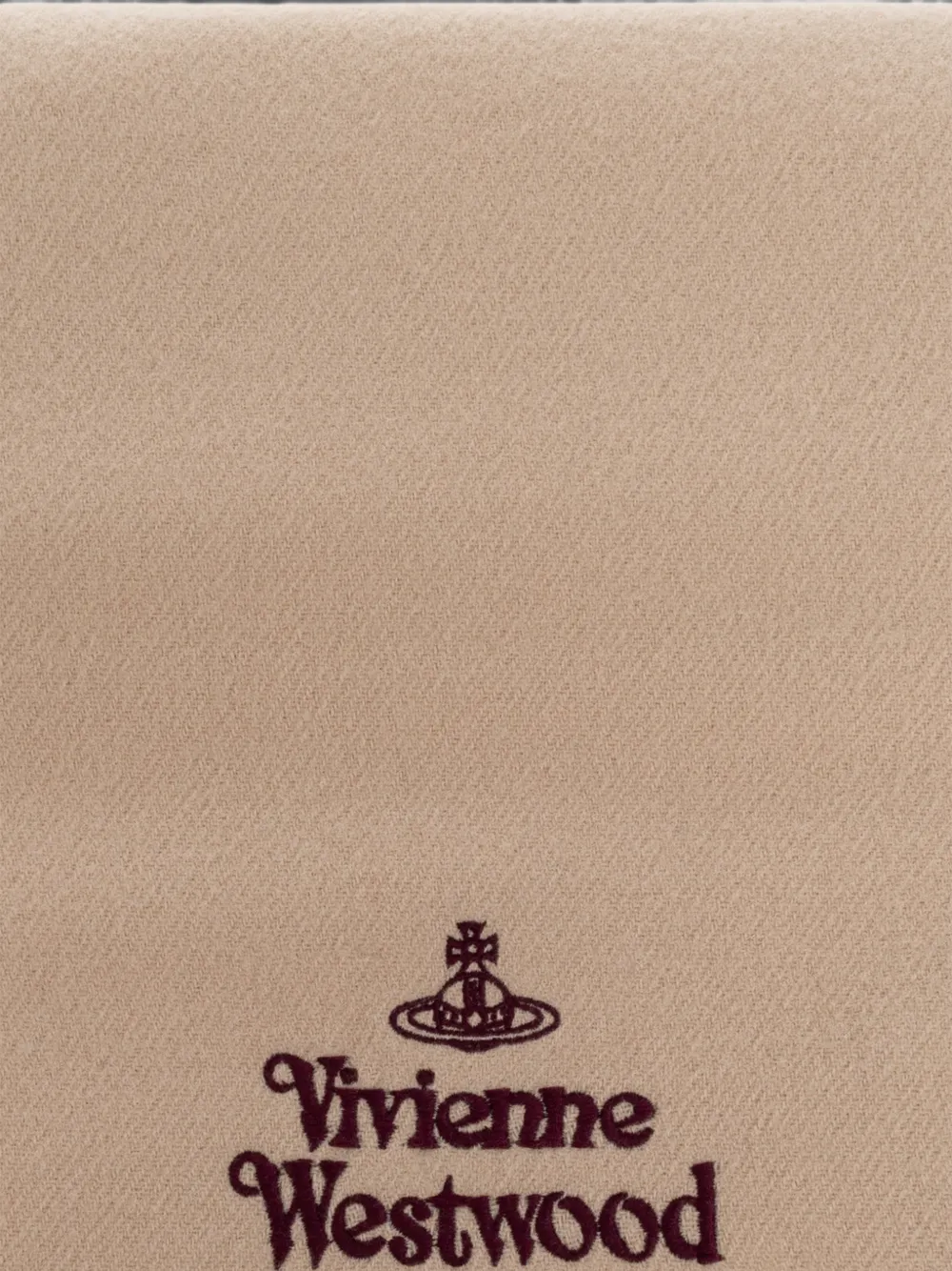 Vivienne Westwood Sjaal met borduursel franje en logo Beige