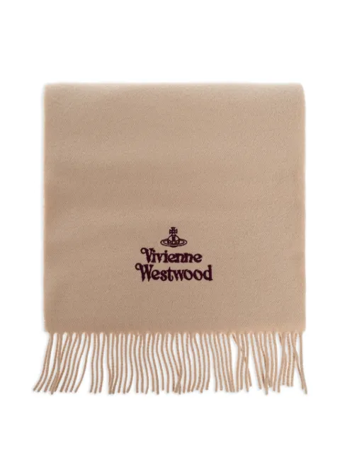 Vivienne Westwood logo-embroidered fringed scarf