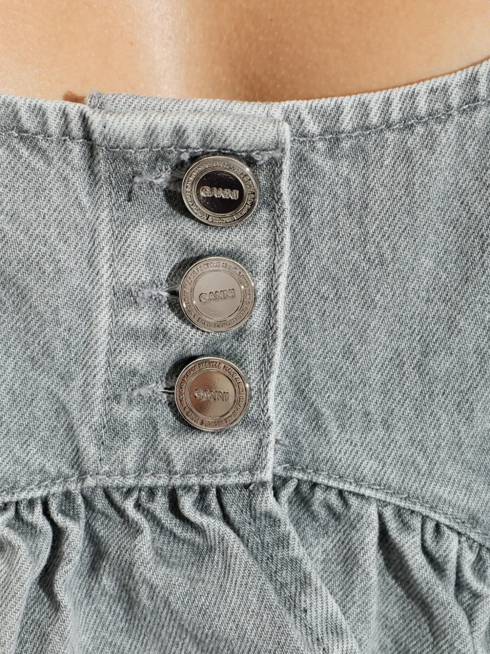 GANNI Blouse met ruches Grijs