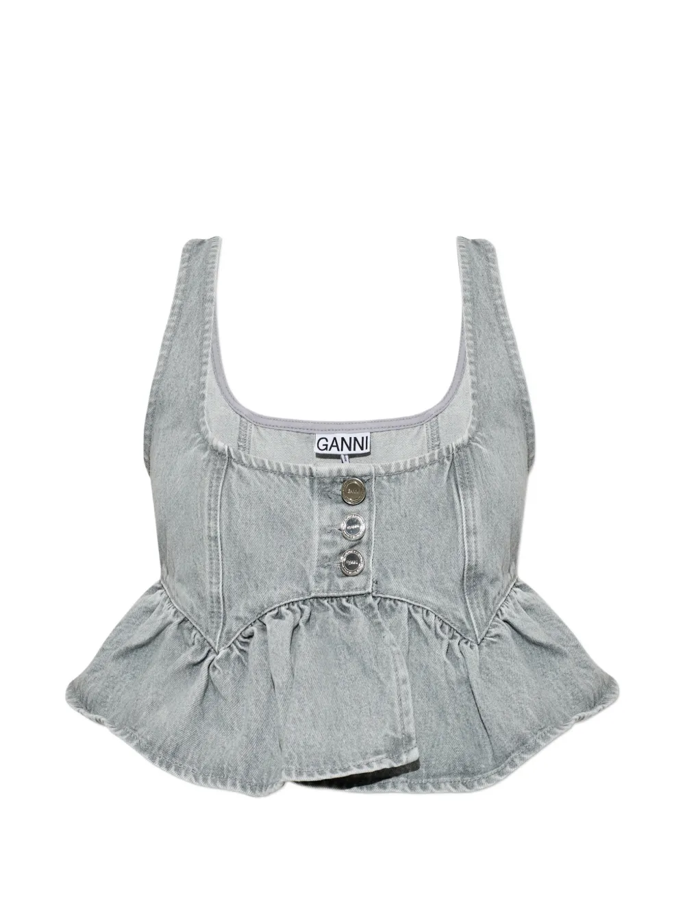 GANNI ruffled peplum blouse - Grigio