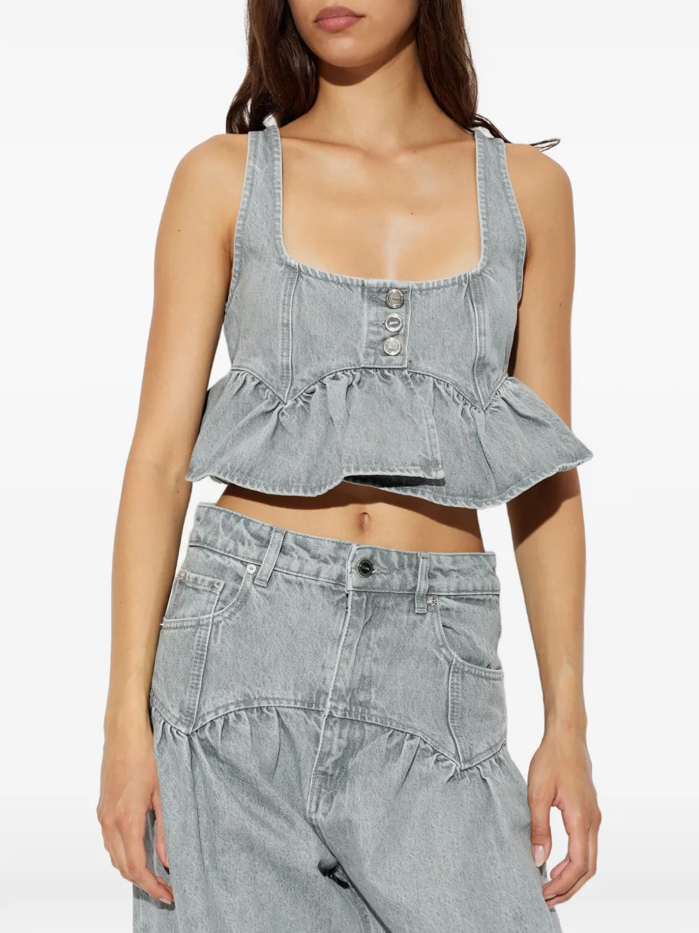 GANNI Blouse met ruches Grijs