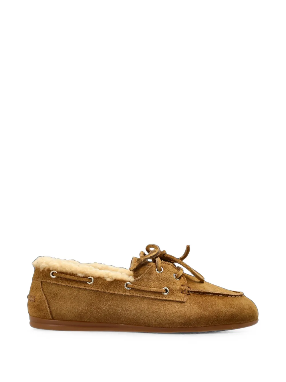 Posa Boat shearling-lined calf suede loafers - Marrone