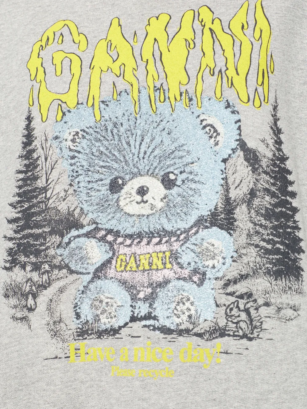 GANNI Sweater met Forest Teddy Grijs