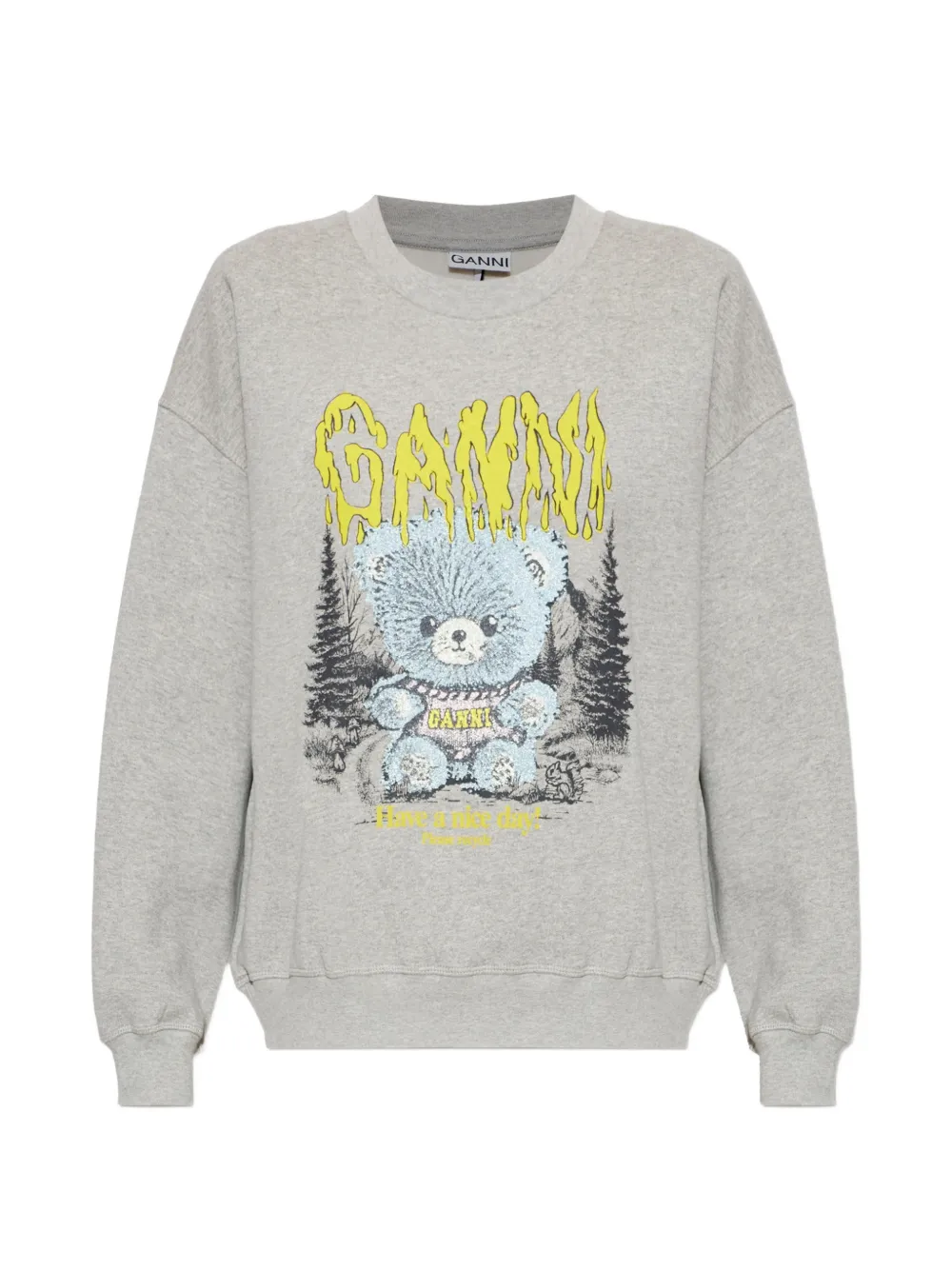 GANNI sweatshirt with Forest Teddy - Grigio