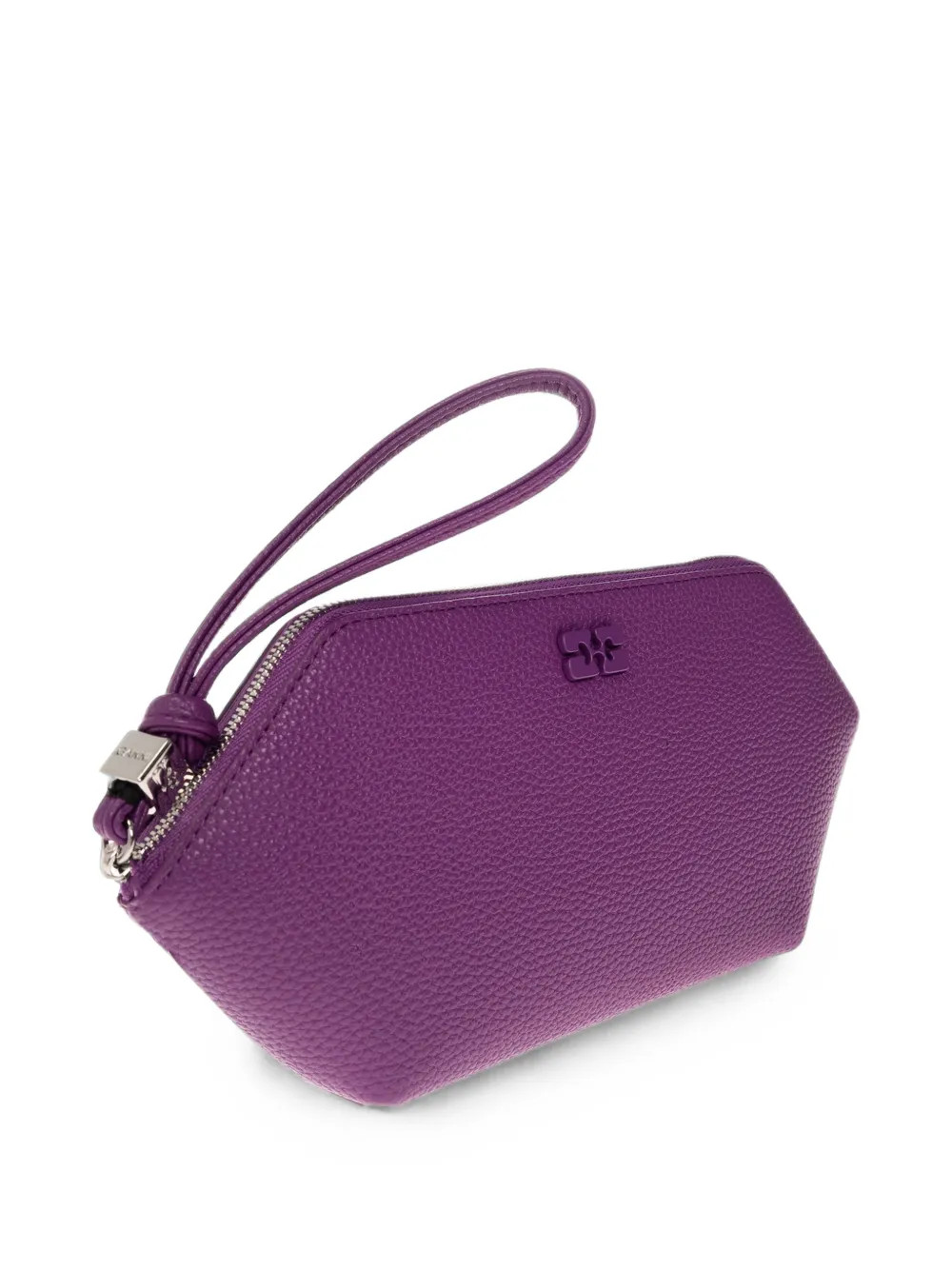 GANNI Make-up tas met textuur en logo-plakkaat Paars