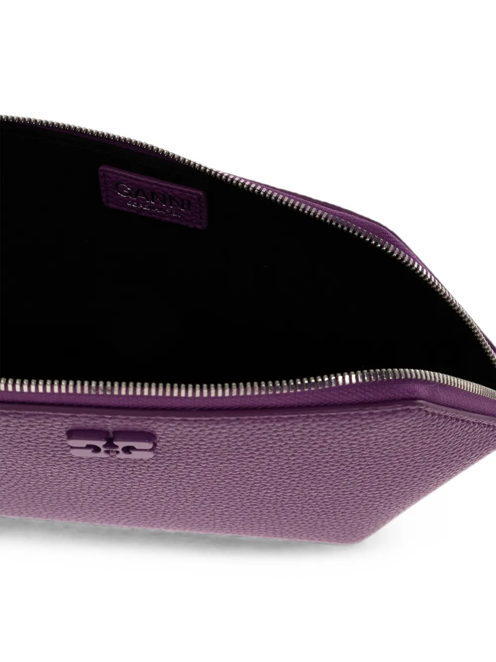 GANNI Make-up tas met textuur en logo-plakkaat Paars