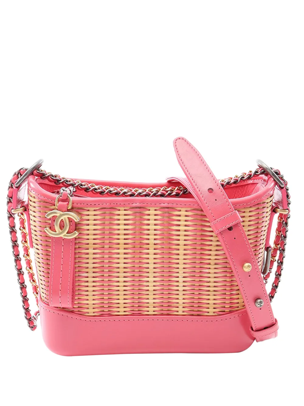 CHANEL Pre-Owned 2019 Small Rattan Gabrielle crossbody bag - Rosa