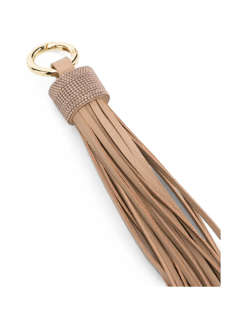 Fabiana Filippi Sleutelhanger met kwastje en kralen Beige