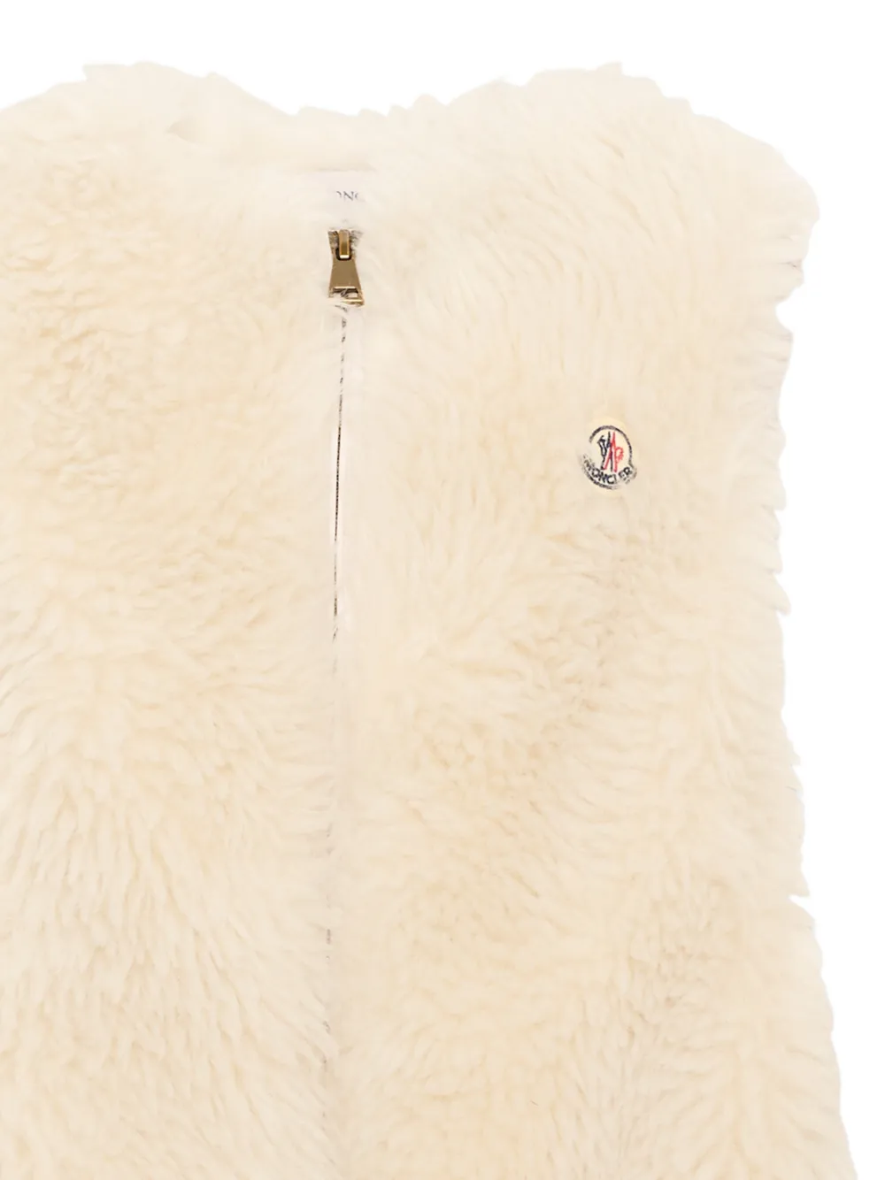 Moncler Enfant Bodywarmer van imitatiebont met logo-patch Beige