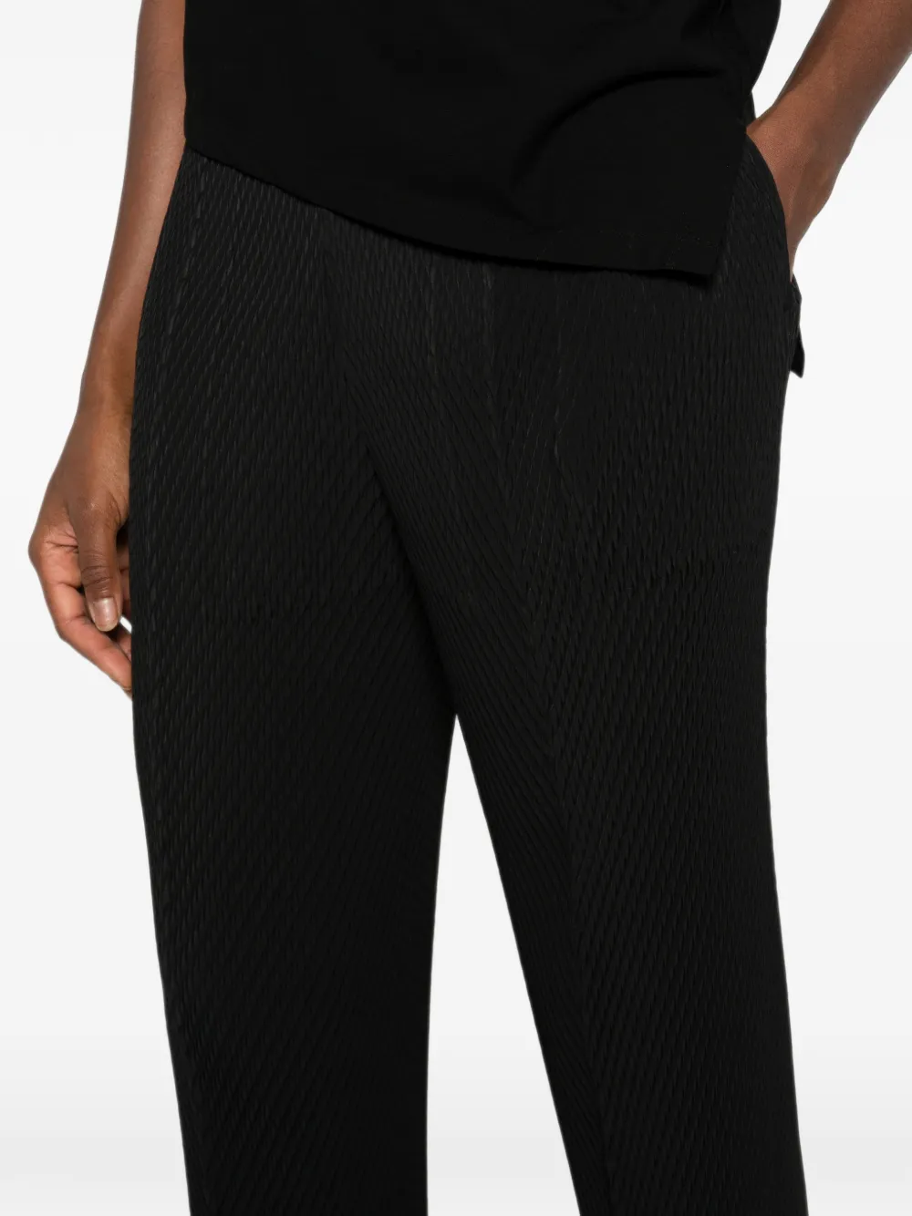 Issey Miyake Broek met plissé-effect Zwart