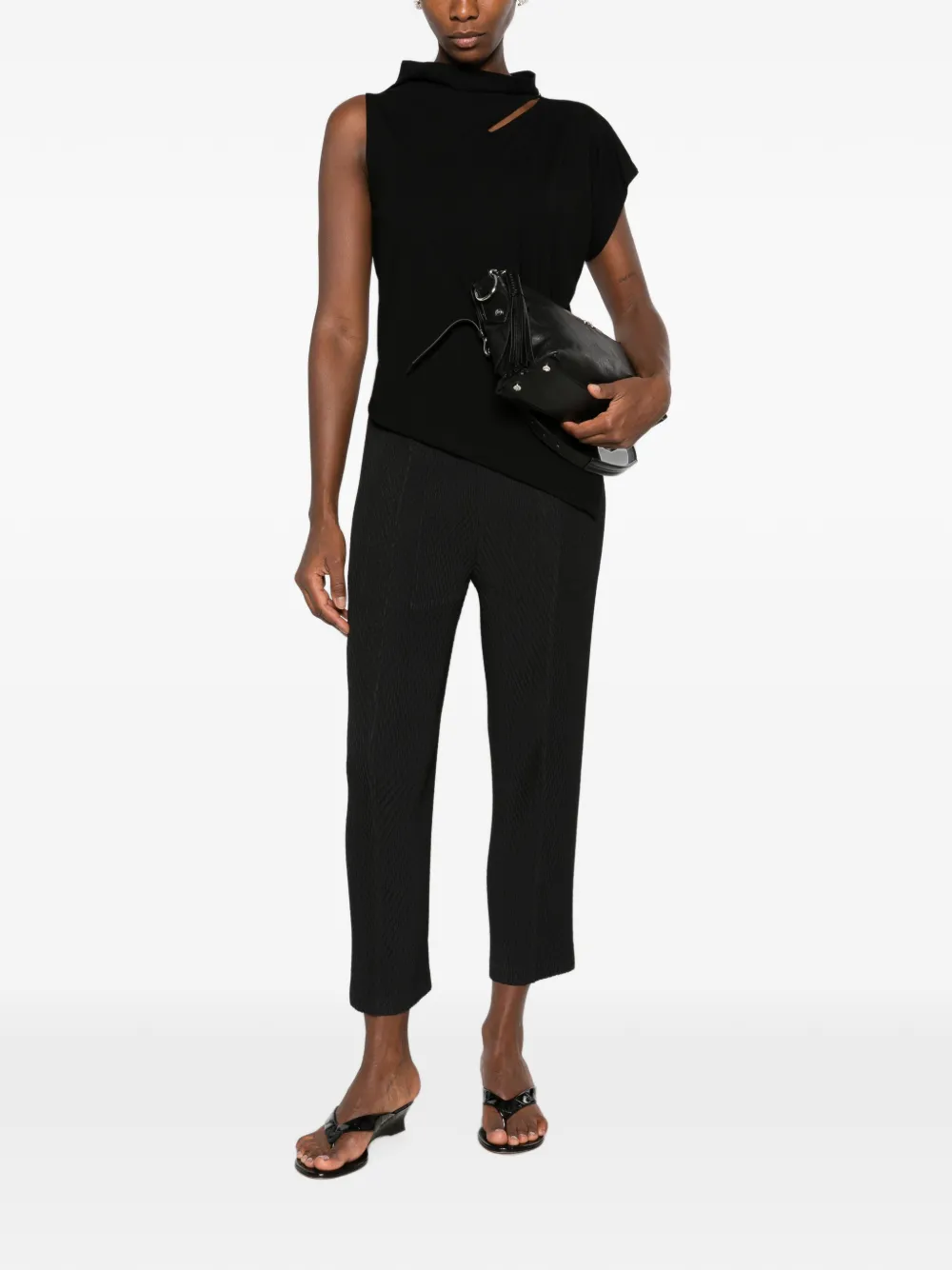 Issey Miyake Broek met plissé-effect Zwart