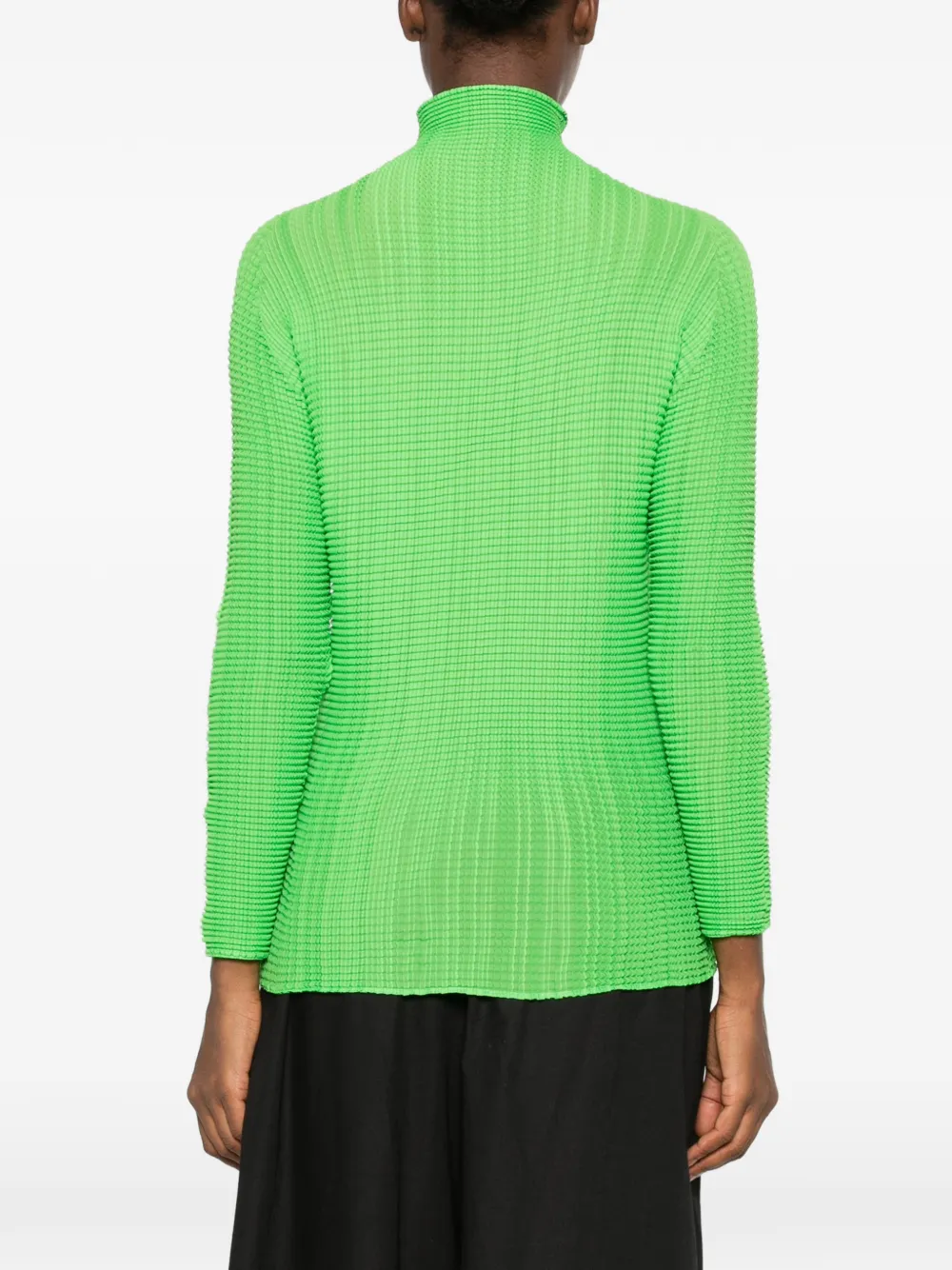 Issey Miyake pleated high-neck blouse Groen