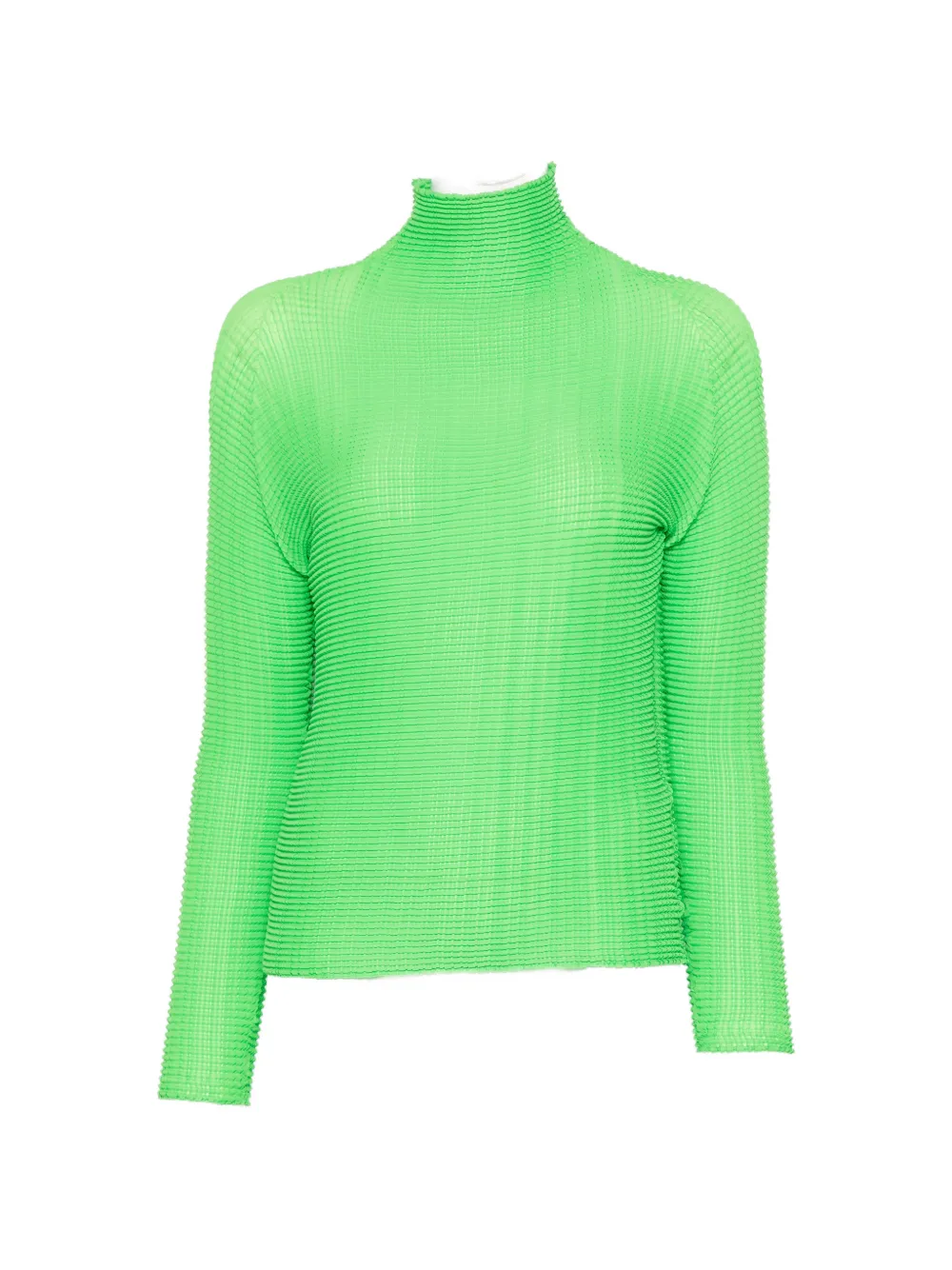 Issey Miyake Pleated High-neck Blouse In 그린
