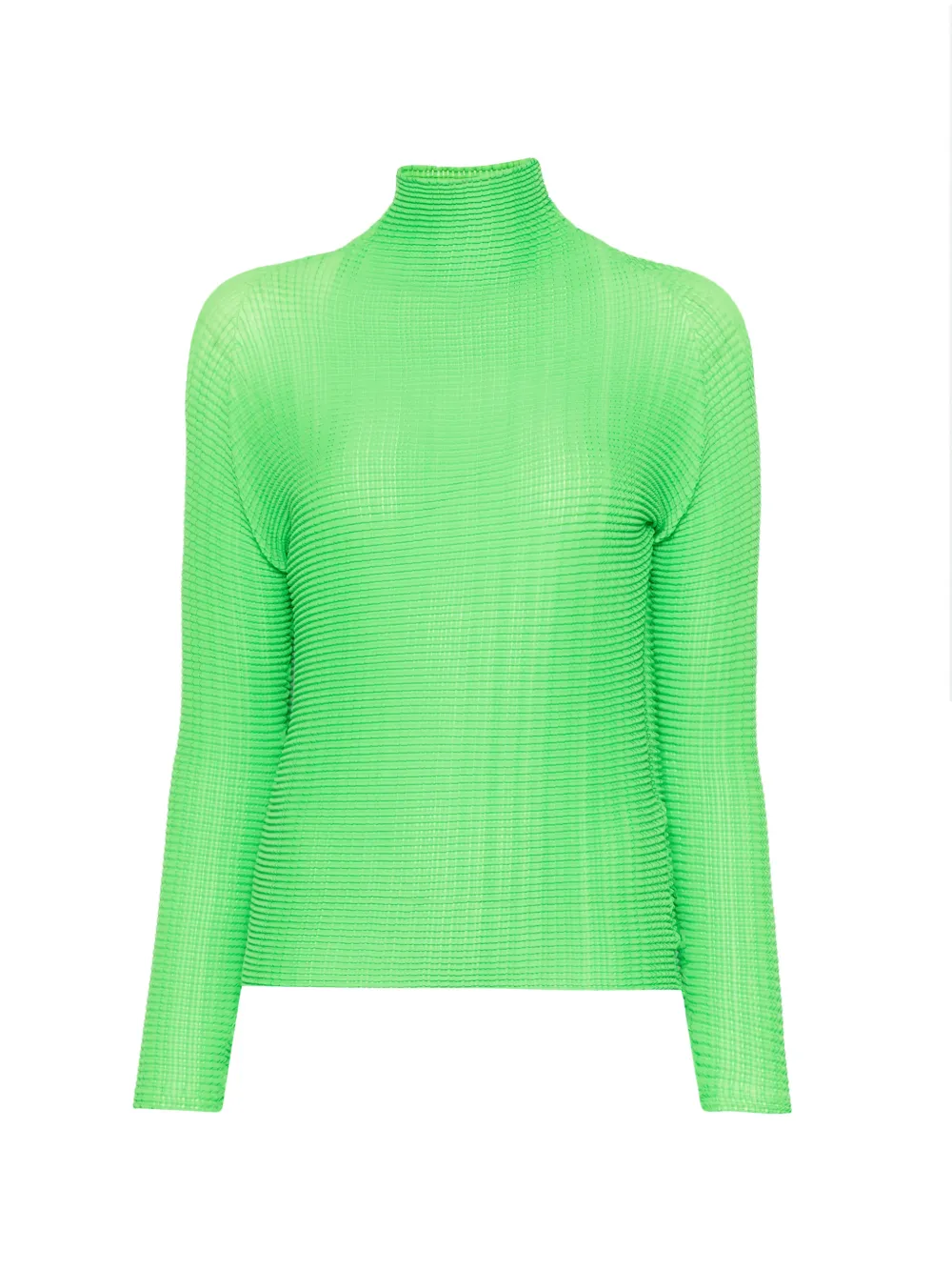 Issey Miyake pleated high-neck blouse Groen