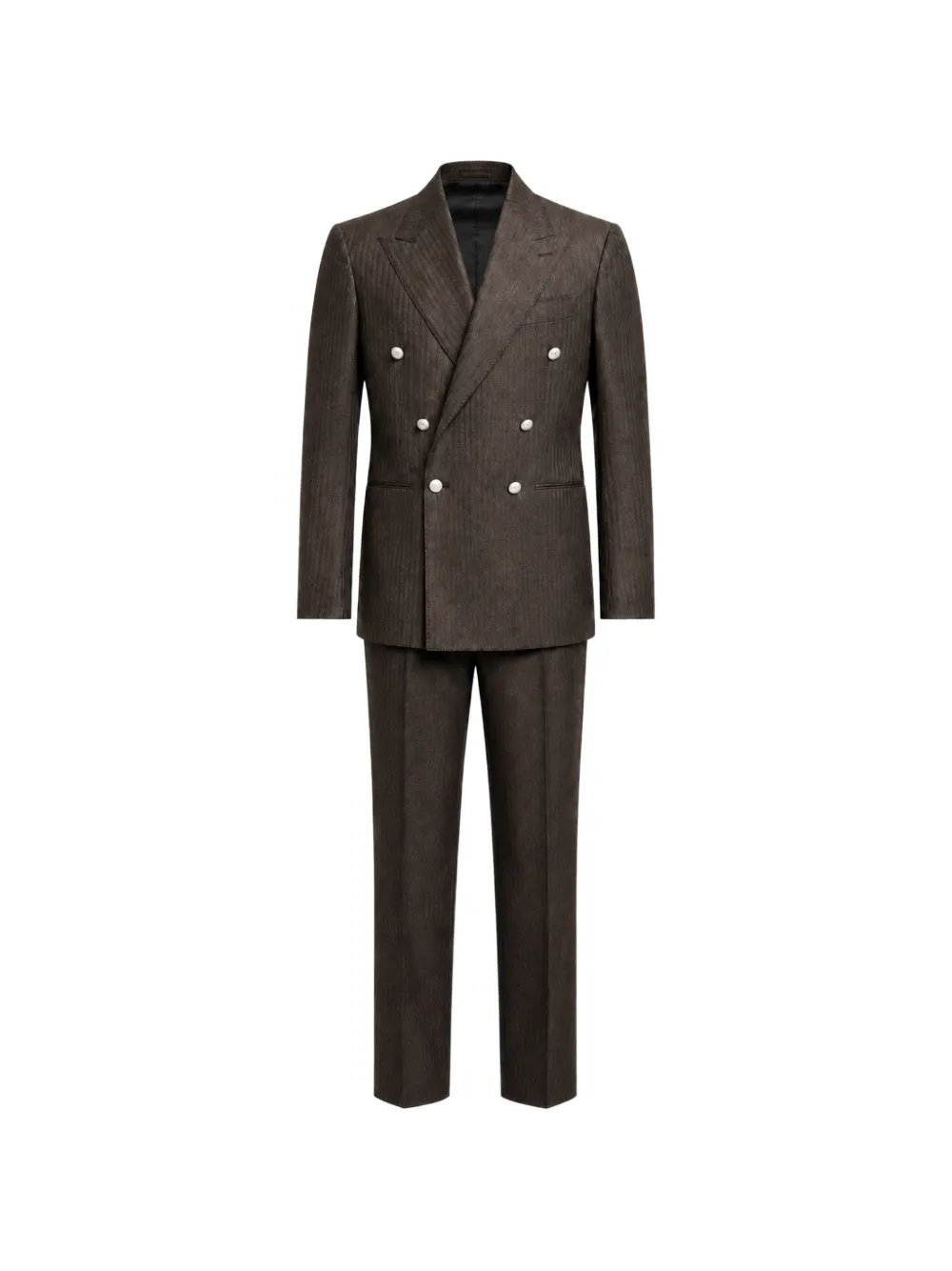 FRANZESE COLLECTION pinstriped double-breasted suit - Marrone
