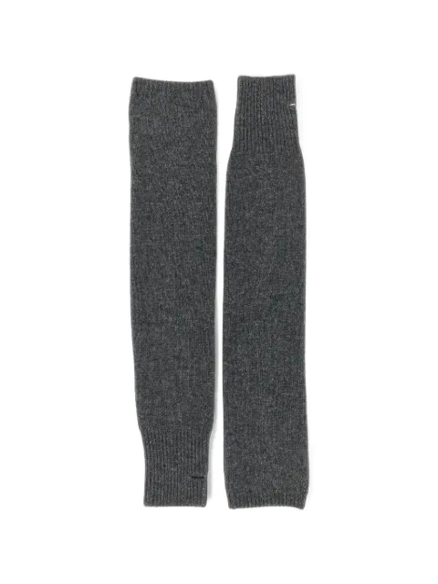 Nude ribbed-knit arm warmers