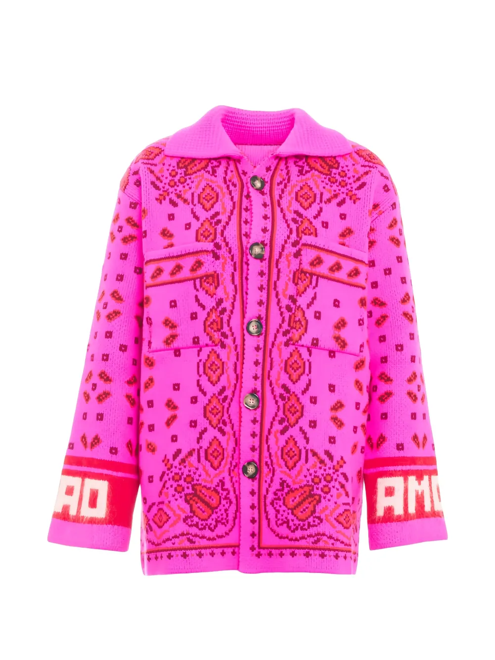 Giada Benincasa Intarsia-knit Button-down Cardigan In Pink