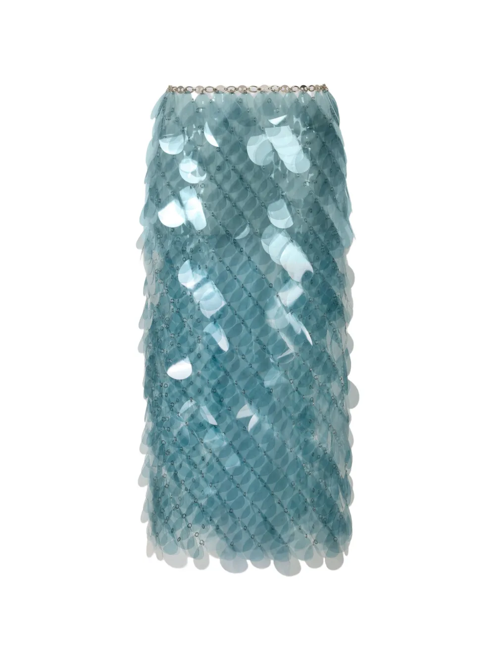 Rabanne Gonna midi blu con paillettes