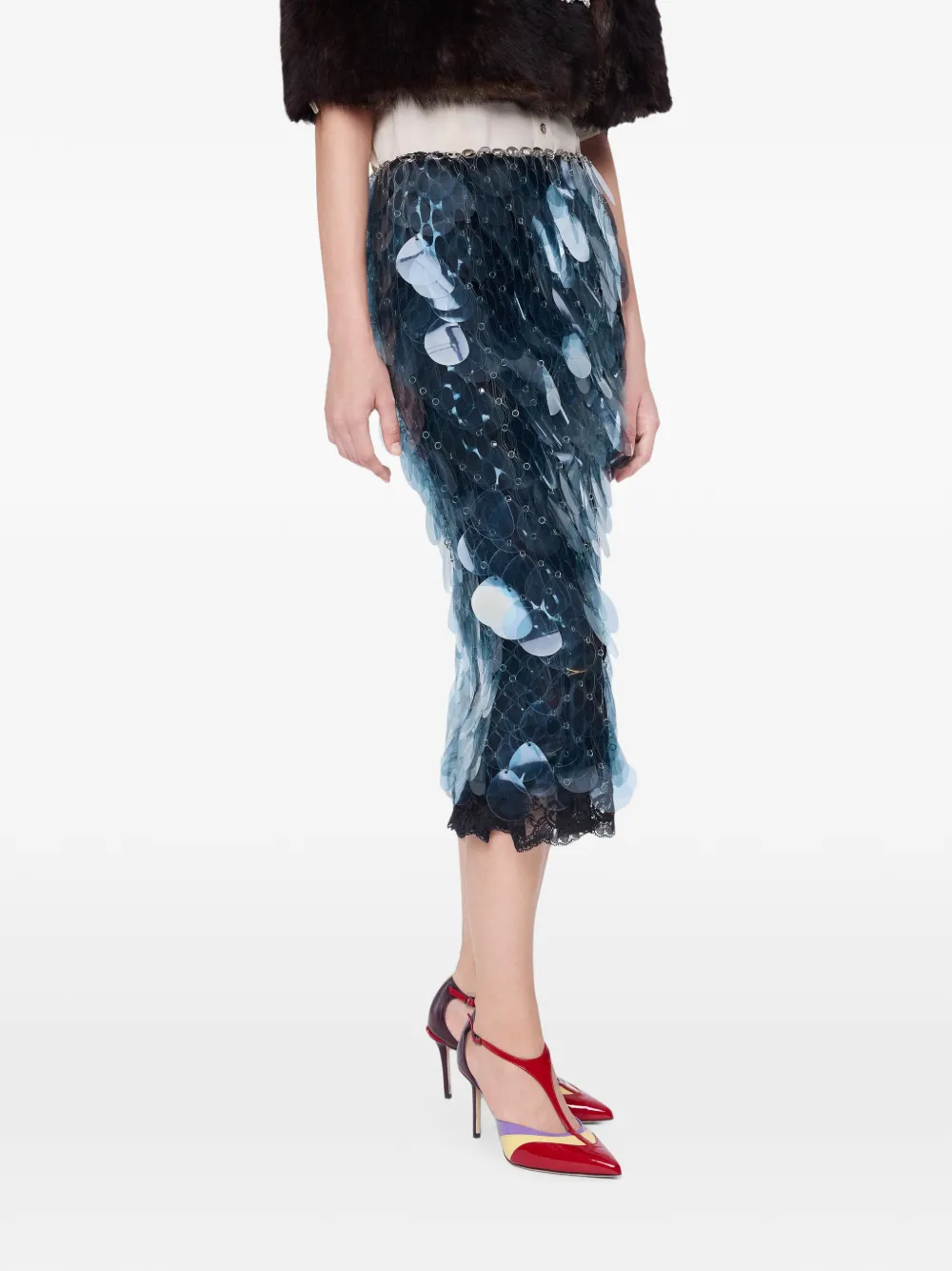 Rabanne Gelaagde midi-rok Blauw