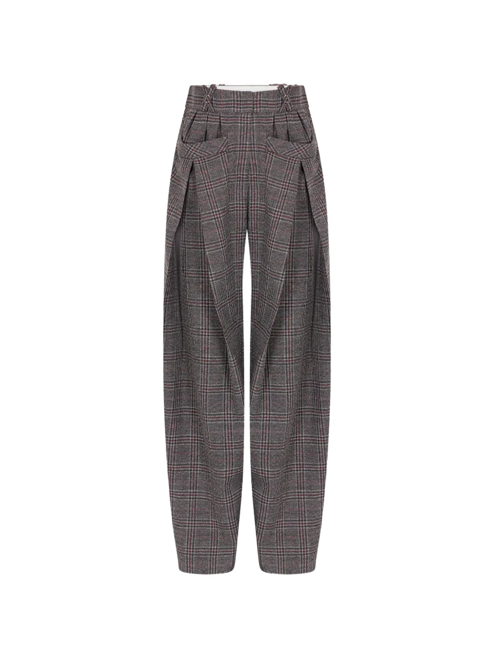 Rabanne Pantalon van tartan-wol met wijde pijpen Grijs