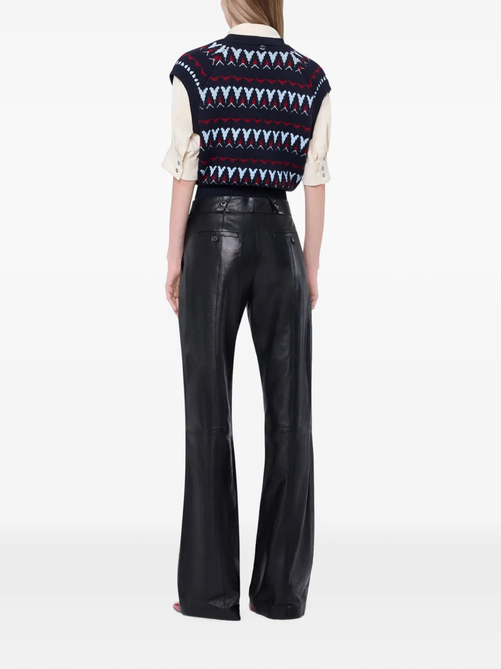 Rabanne Straight broek van lamsleer Zwart