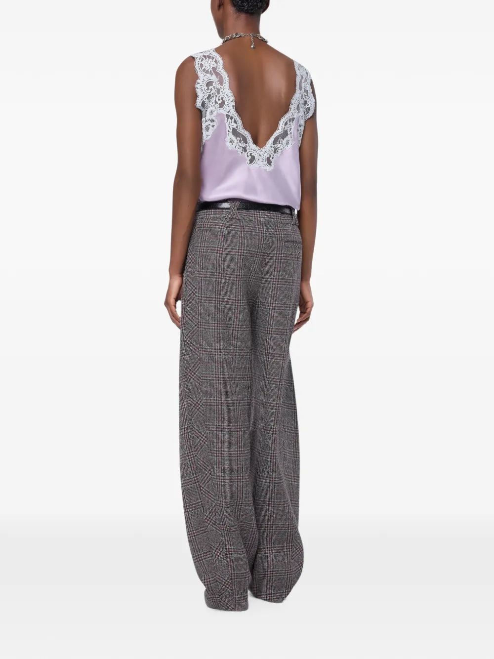 Rabanne Zijden tanktop met kanten details Paars
