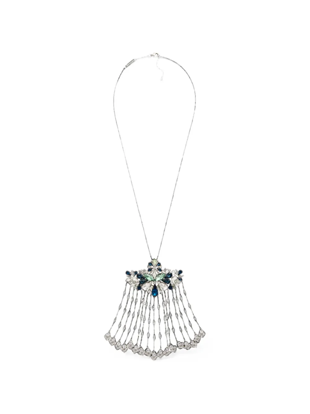 Rabanne strass jewel necklace in silver and blue