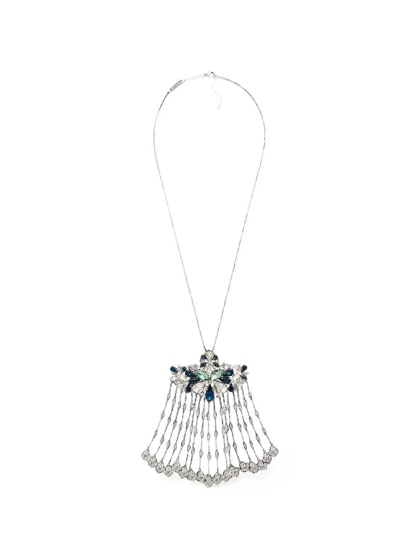 Rabanne Strass Jewel Necklace in Silver and Blue