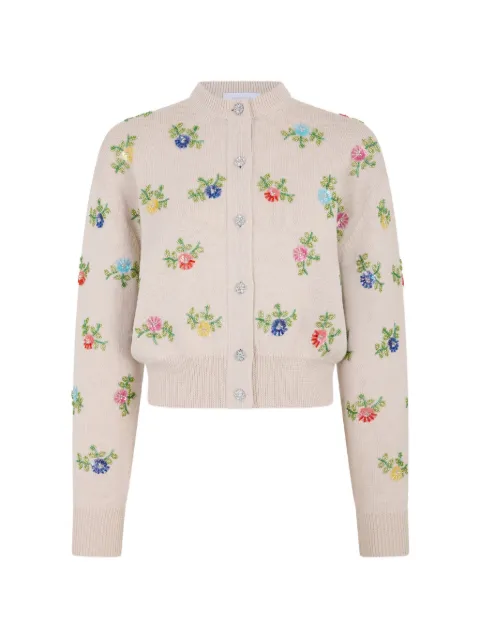 Rabanne cárdigan de lana con bordado floral multicolor