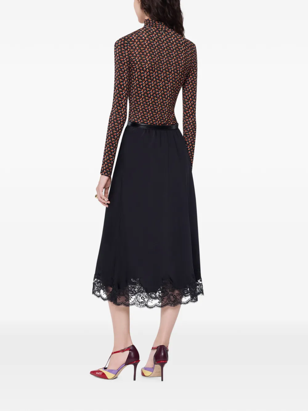 Rabanne Top met lange mouwen en Liberty-print Zwart
