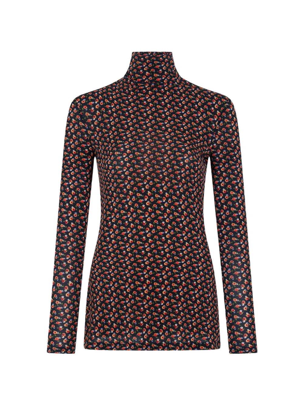 Rabanne long sleeved top in black liberty print second skin jersey