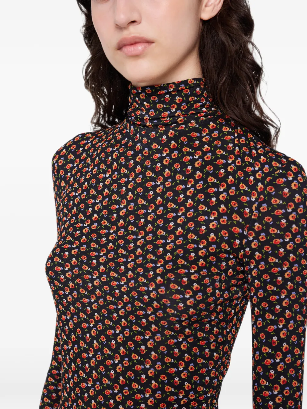 Rabanne Top met lange mouwen en Liberty-print Zwart