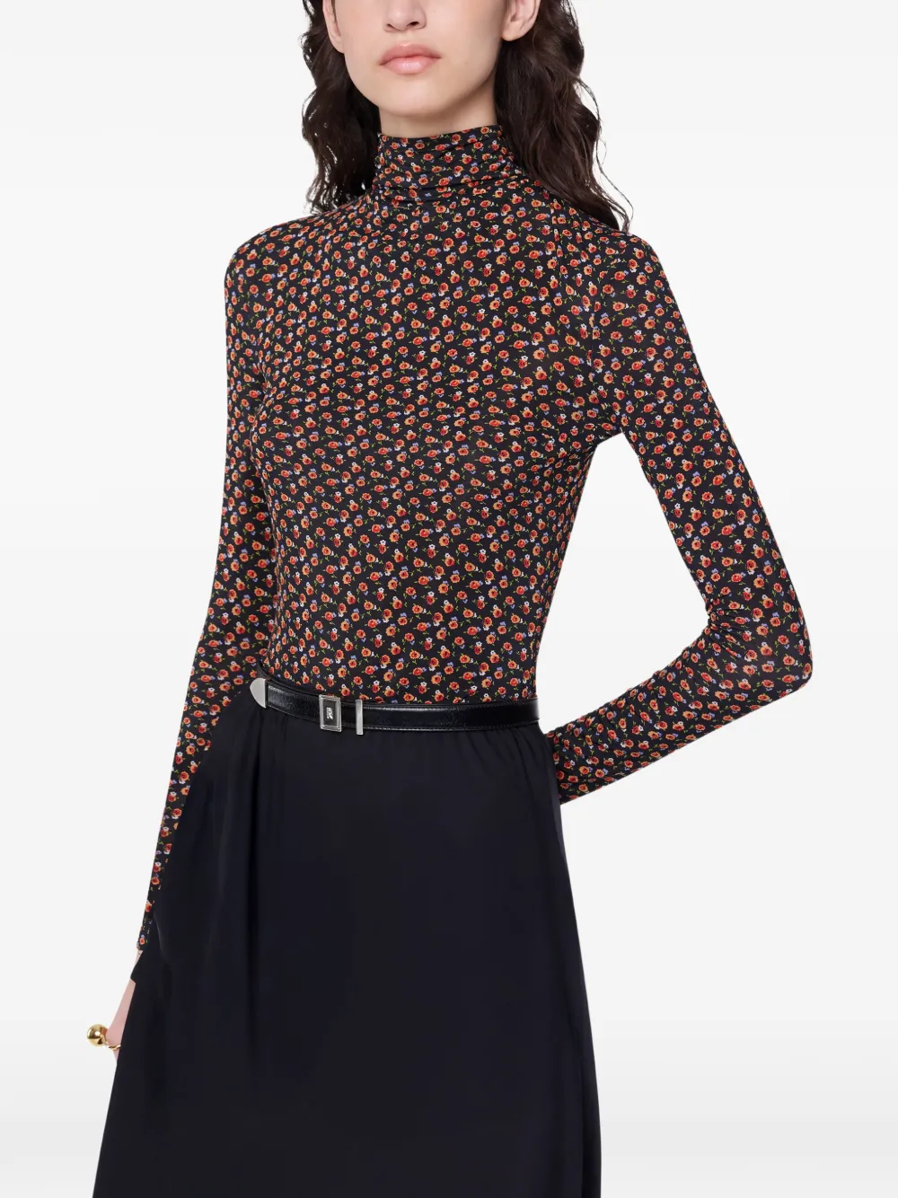 Rabanne Top met lange mouwen en Liberty-print Zwart