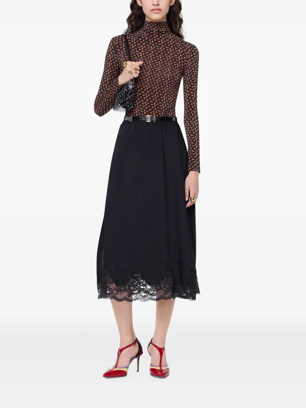 Rabanne Top met lange mouwen en Liberty-print Zwart
