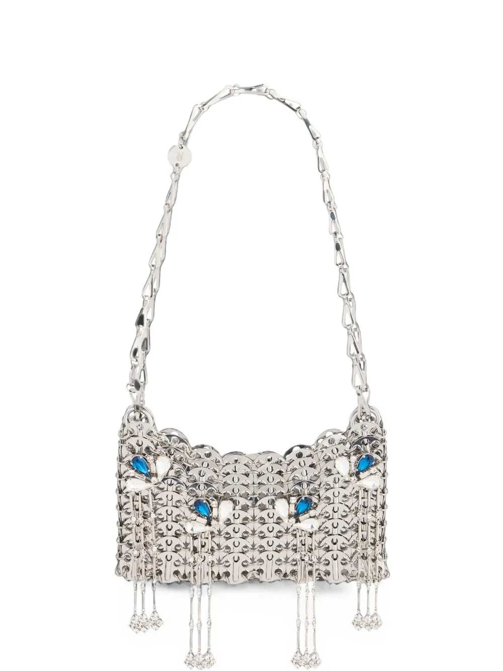 Rabanne 1969 Nano silver bag with blue and silver signature jewels - Argento