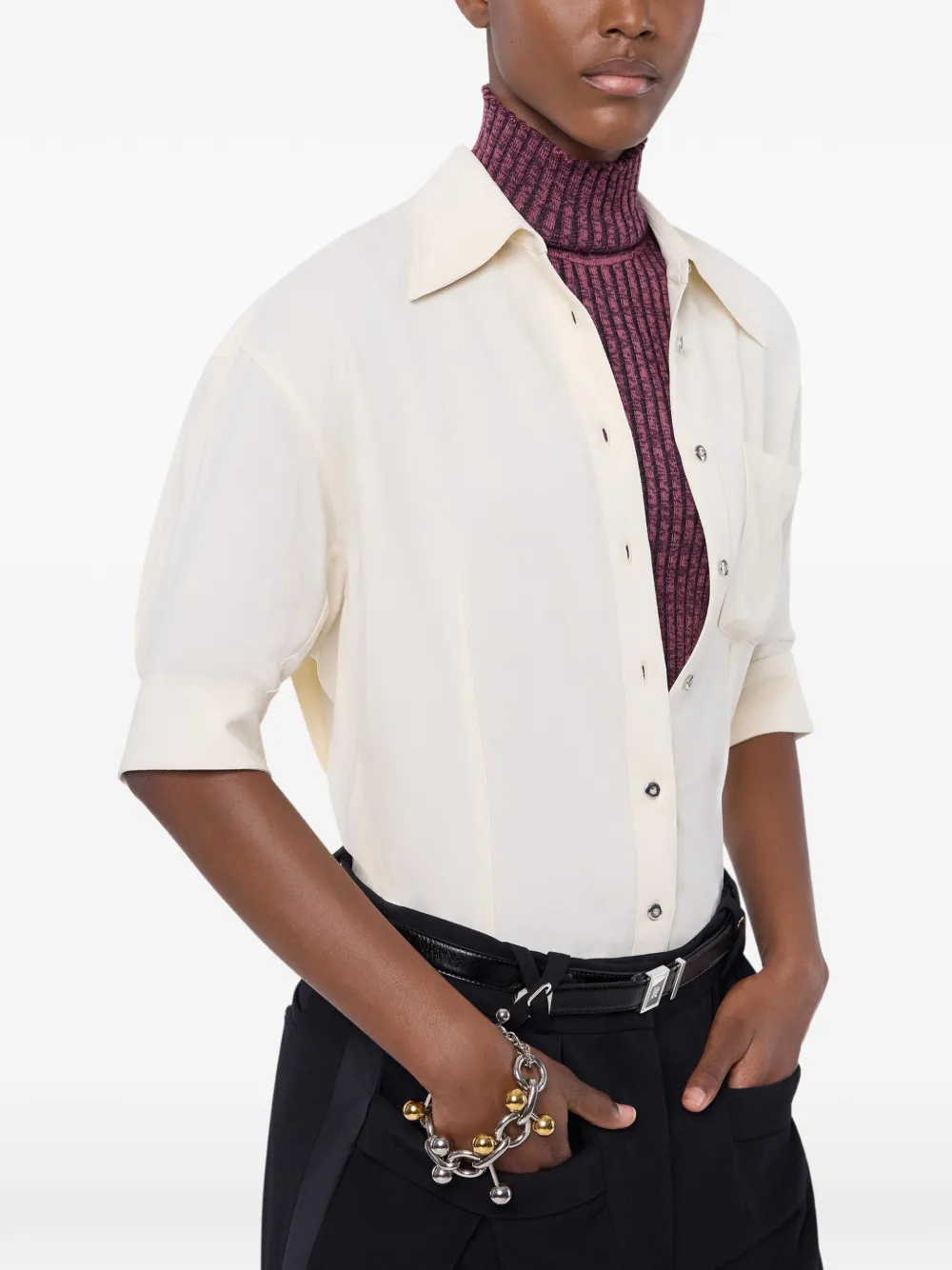 Rabanne Popeline blouse met sierknopen Wit