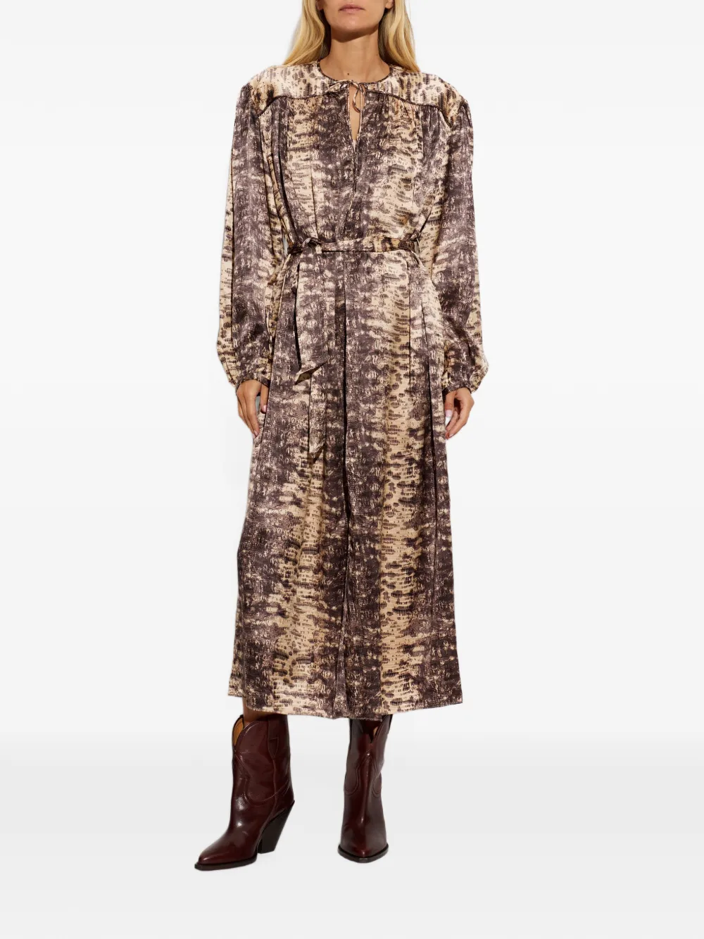 ISABEL MARANT Luada zijden jurk Bruin