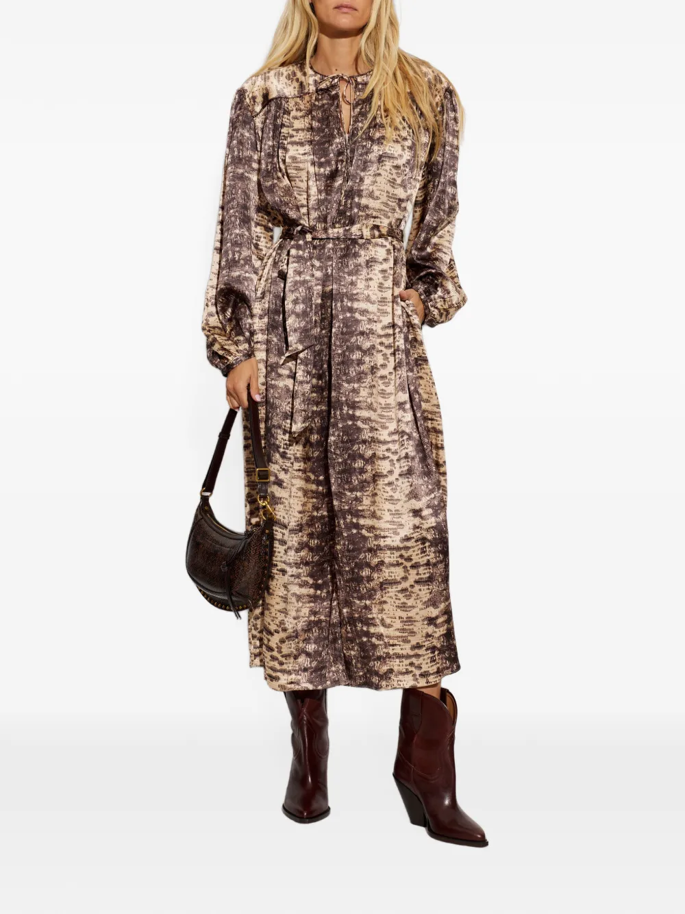 ISABEL MARANT Luada zijden jurk Bruin
