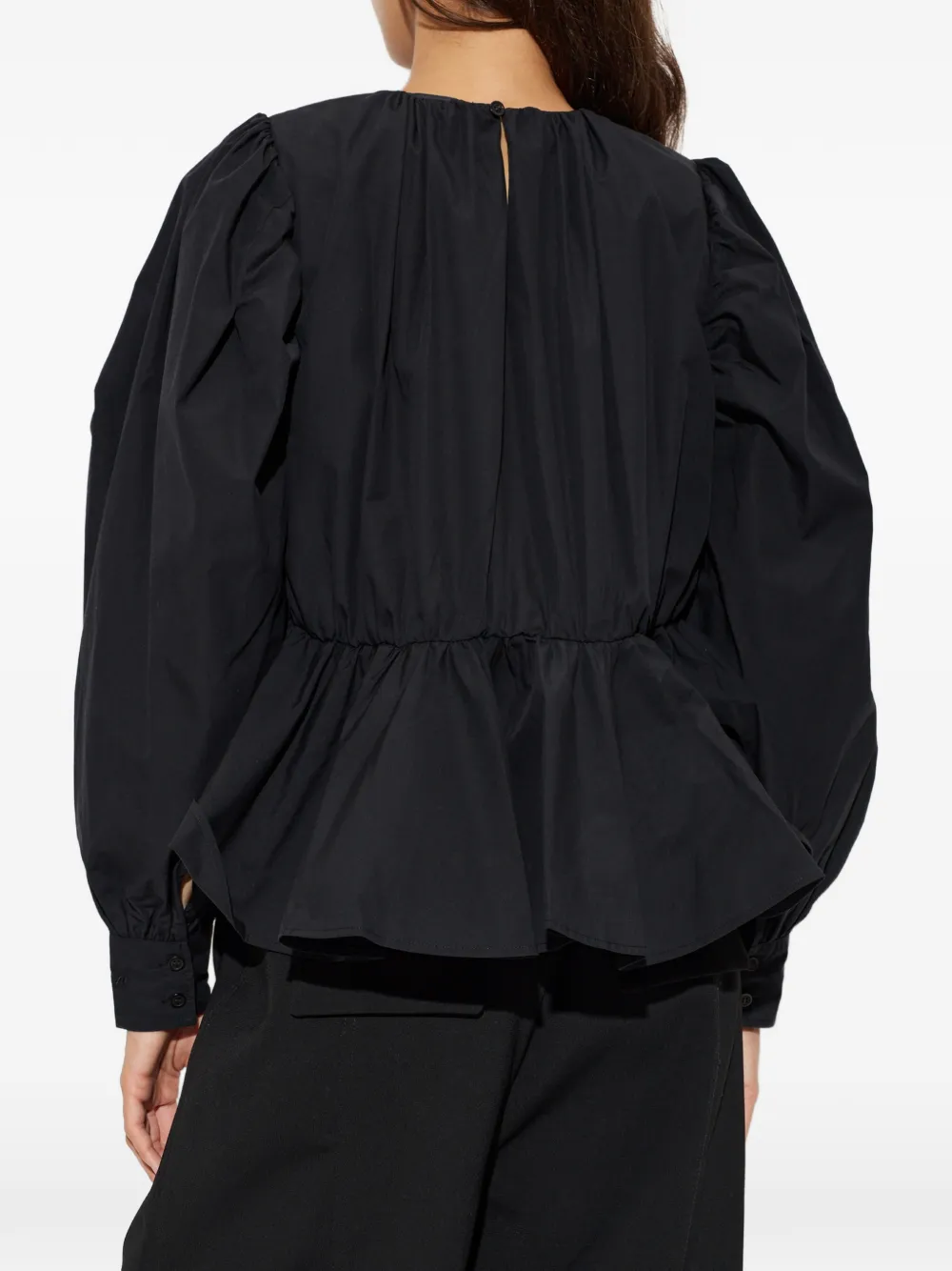 GANNI puff-sleeves blouse Zwart