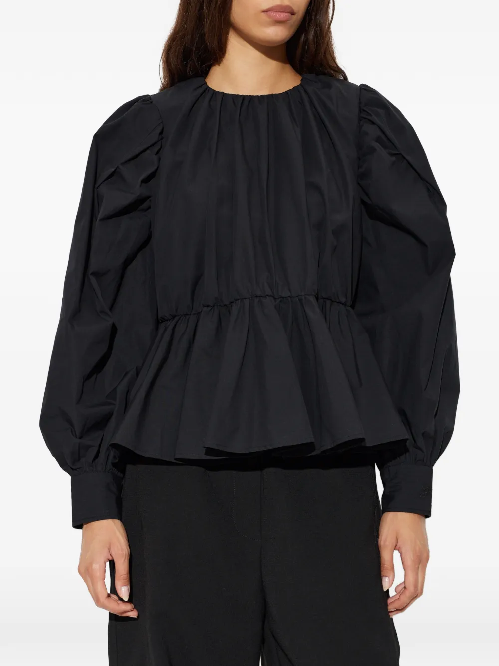 GANNI puff-sleeves blouse Zwart